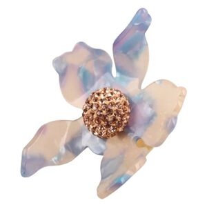 Lele Sadoughi Pastel Resin Flower Ring Size 8 – Blue & Gold Pavé Center NWOT